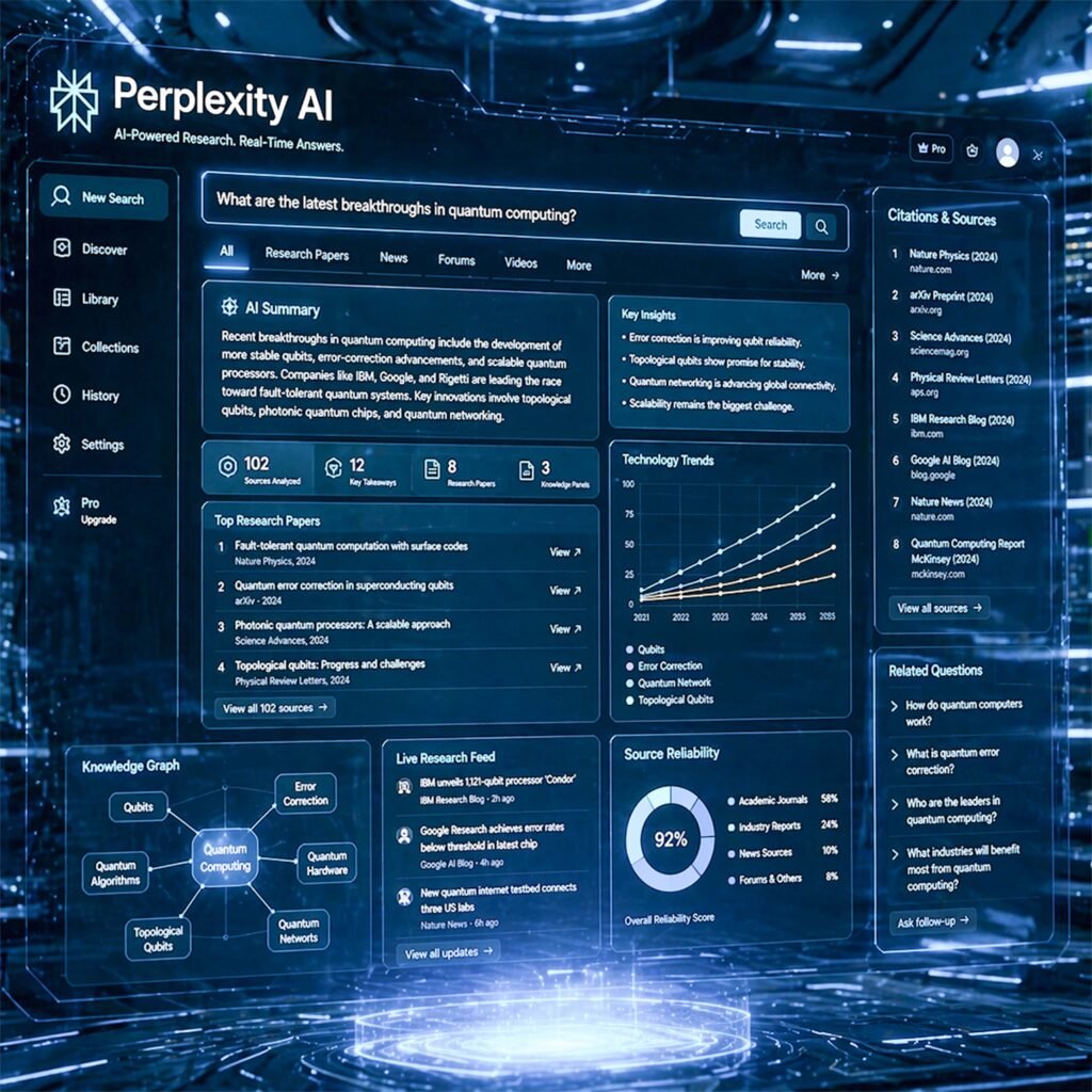 Perplexity AI search tool for students research and quick answers