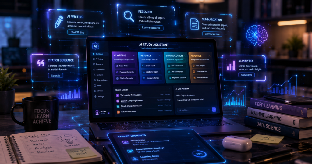 AI research tools interface for students