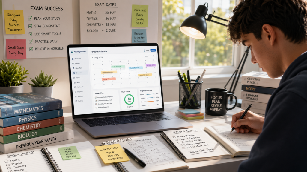 AI study planner helping student prepare exam revision schedule