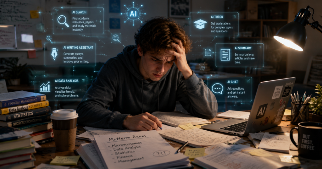 student struggling with research papers and AI help